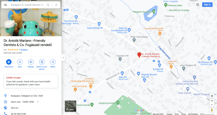 google maps listing dentist